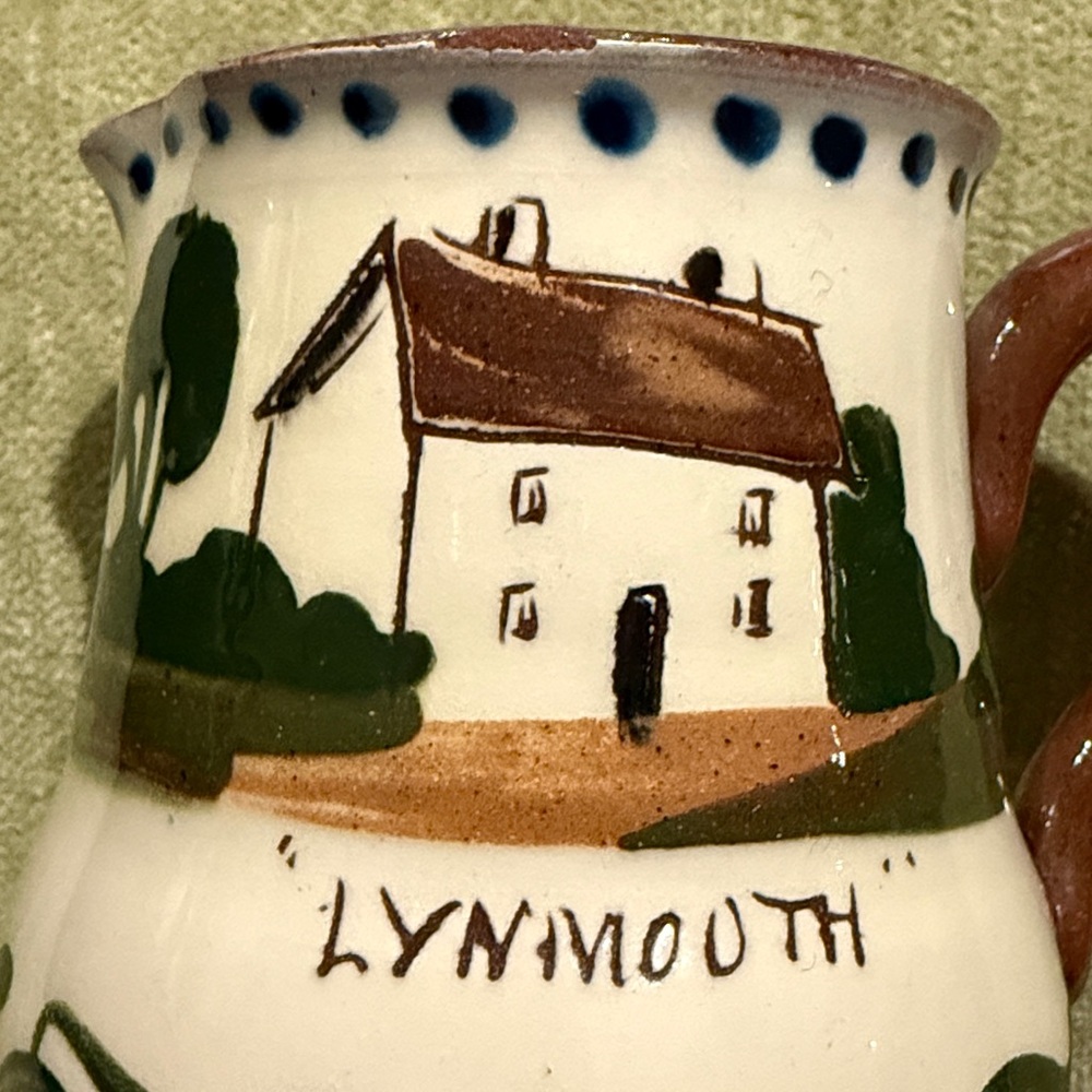 Vintage Watcombe? Pottery Motto Ware Souvenir Lynmouth Devon England Pitcher Jug - Picture 3 of 13